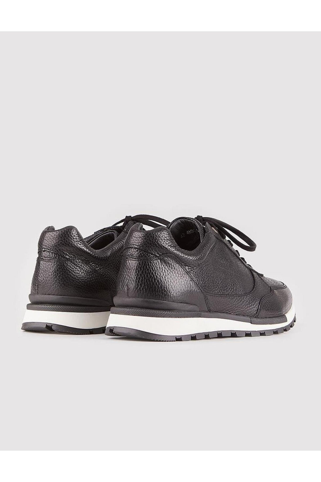 Cabani Shoes Chaussures de sport pour hommes en cuir véritable noires à lacets - Noir
