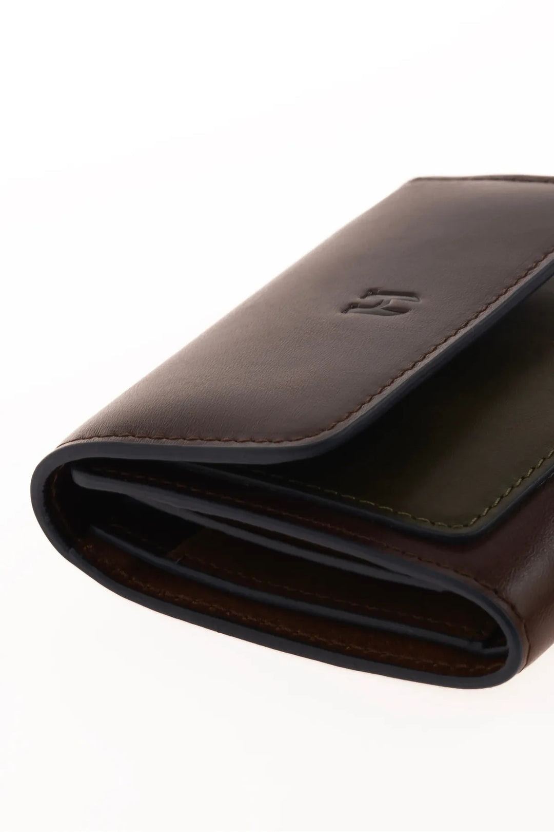 Helmbrook Grande fermeture à glissière de portefeuille en cuir véritable pour femmes avec couvercle protégé par RFID Eleanor Coffee Khaki