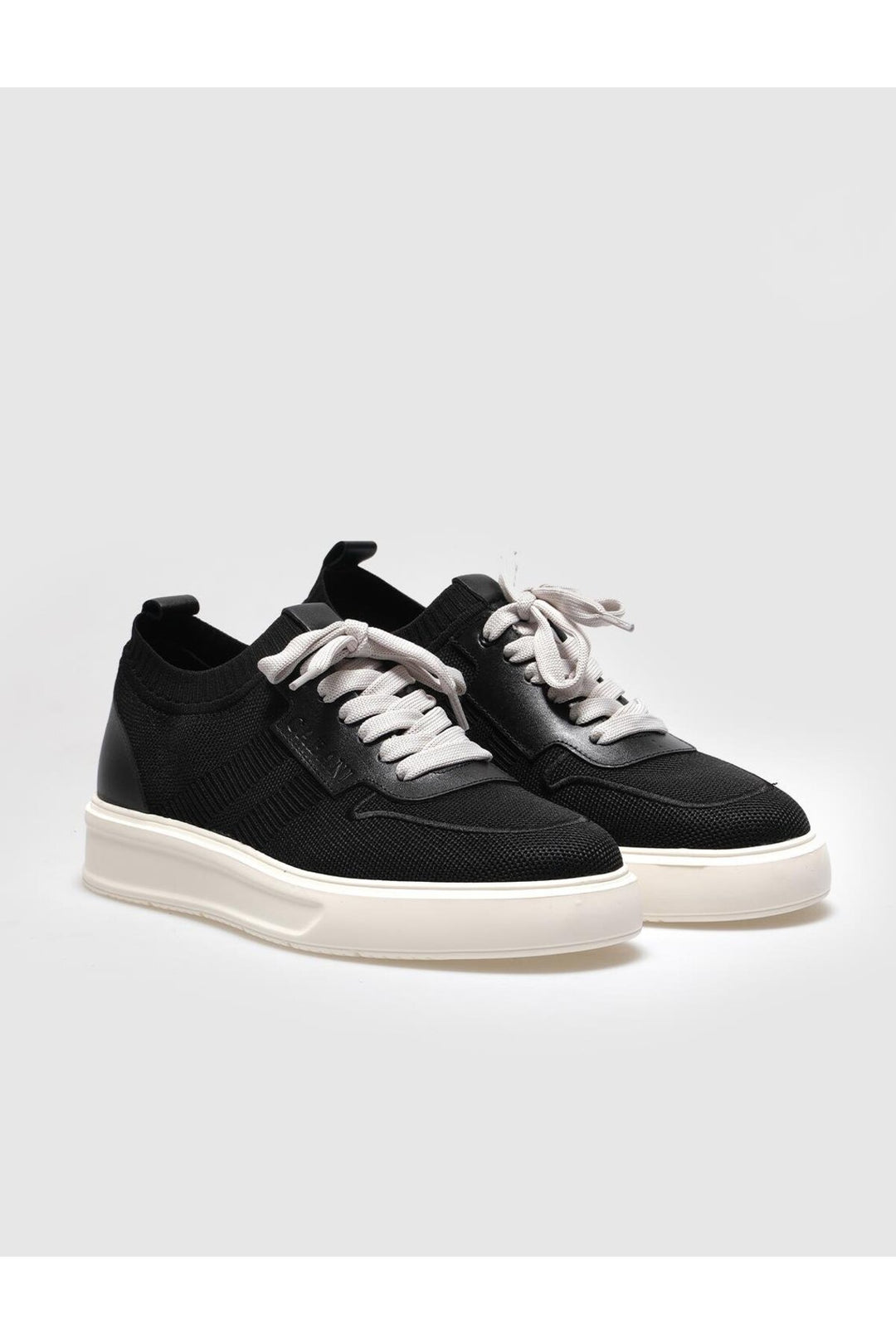 Cabani Shoes Chaussures de sport pour hommes en tricot noir avec lacets - Noir