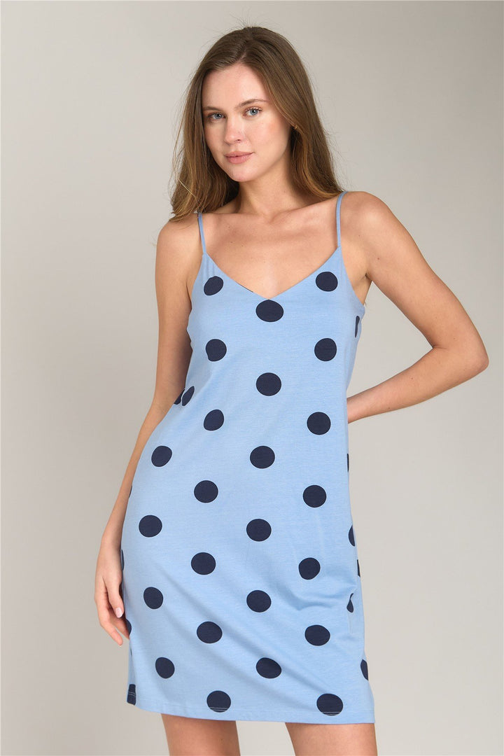 Lovely Things Chemise de nuit en tricot LUNA avec sangle en corde - Bleu