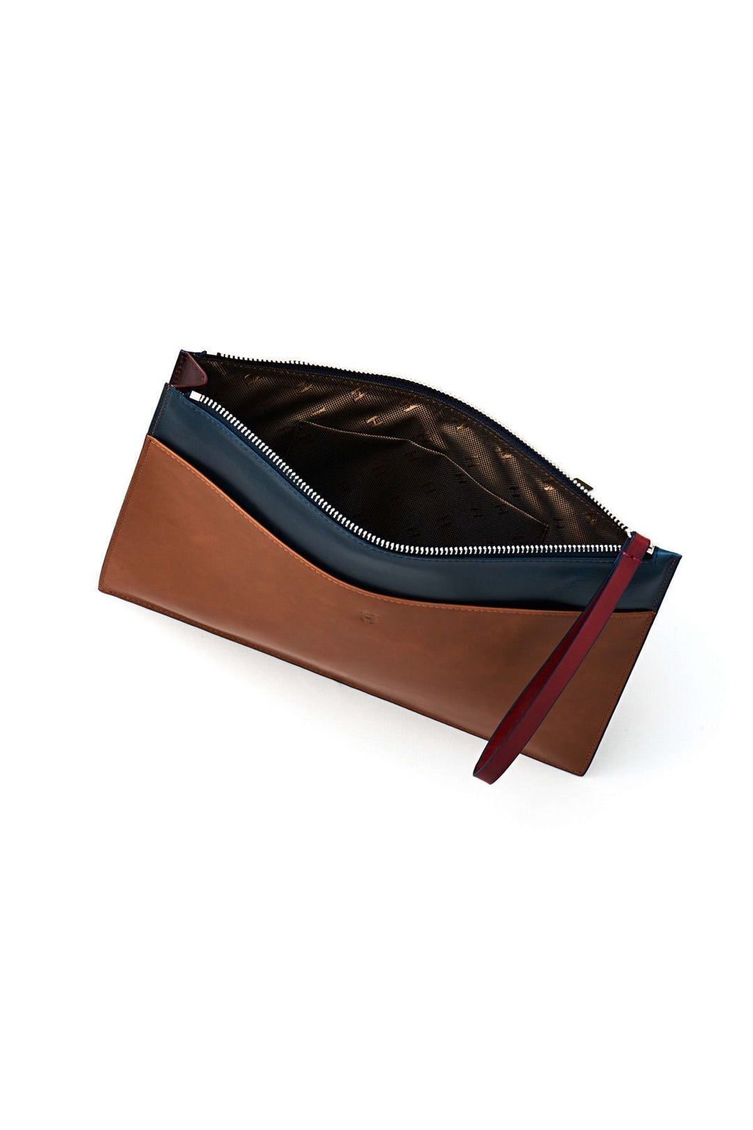 helmbrook Sac porte-documents Rfid à fermeture éclair en cuir fauve bleu marine avec poche pour femme de Beverly