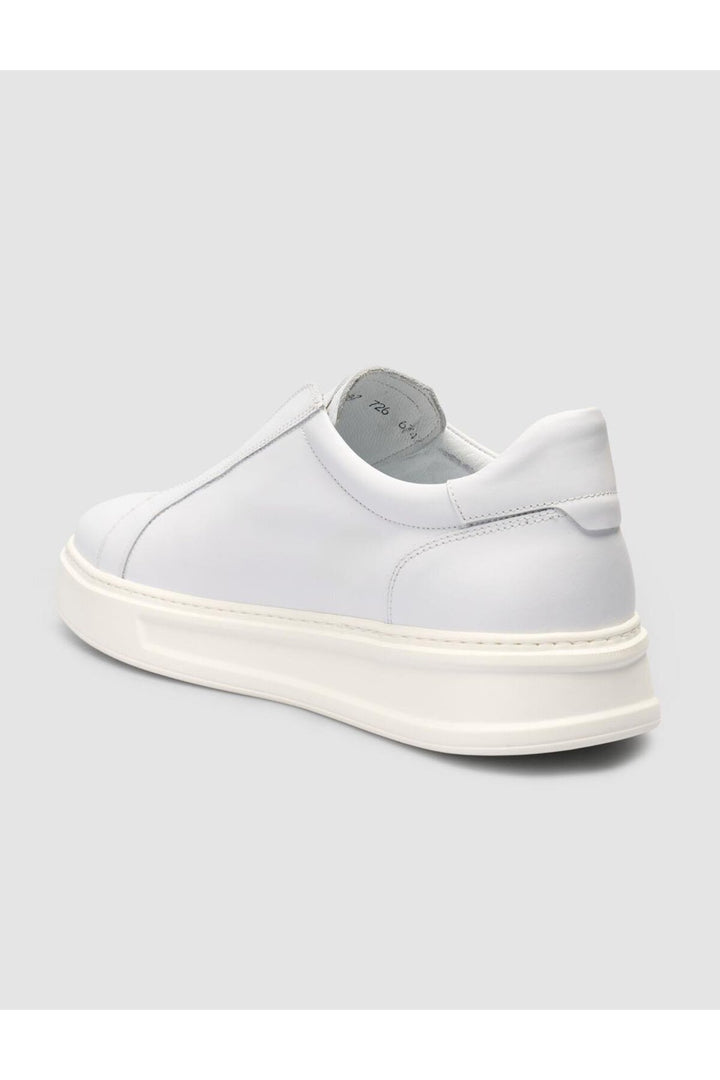 Cabani Shoes %100 Cuir véritable Baskets hommes blanches unies - Blanc