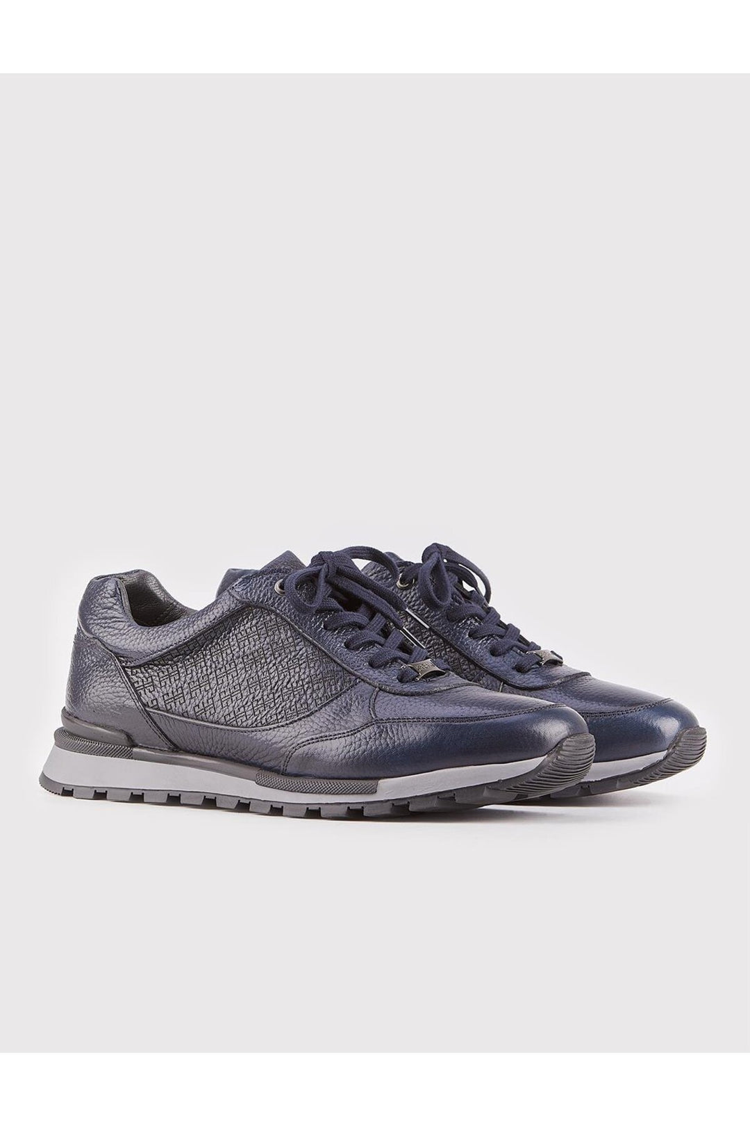 Cabani Shoes Chaussures de sport pour hommes en cuir véritable bleu marine à lacets avec semelle thermo. - Bleu marine