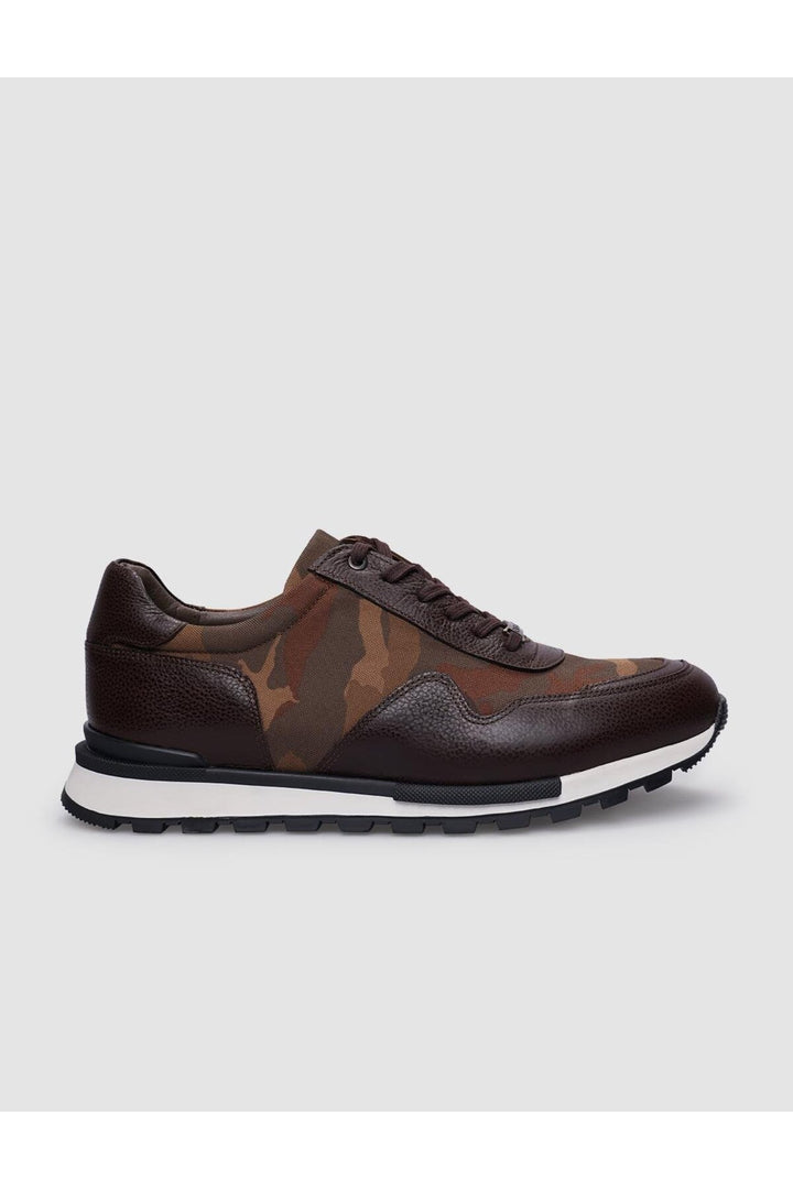 Cabani Shoes %100 Cuir Véritable Baskets Camouflage Marron à Lacets pour Homme - Marron