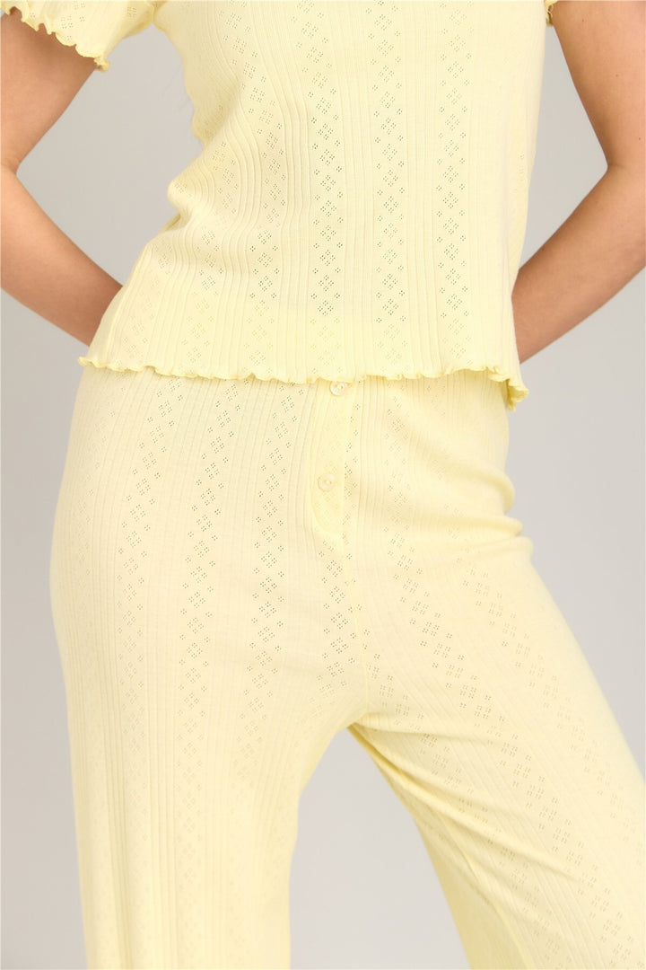 Lovely Things KIMBERLY Pantalon de pyjama en pointelle - Clair Jaune