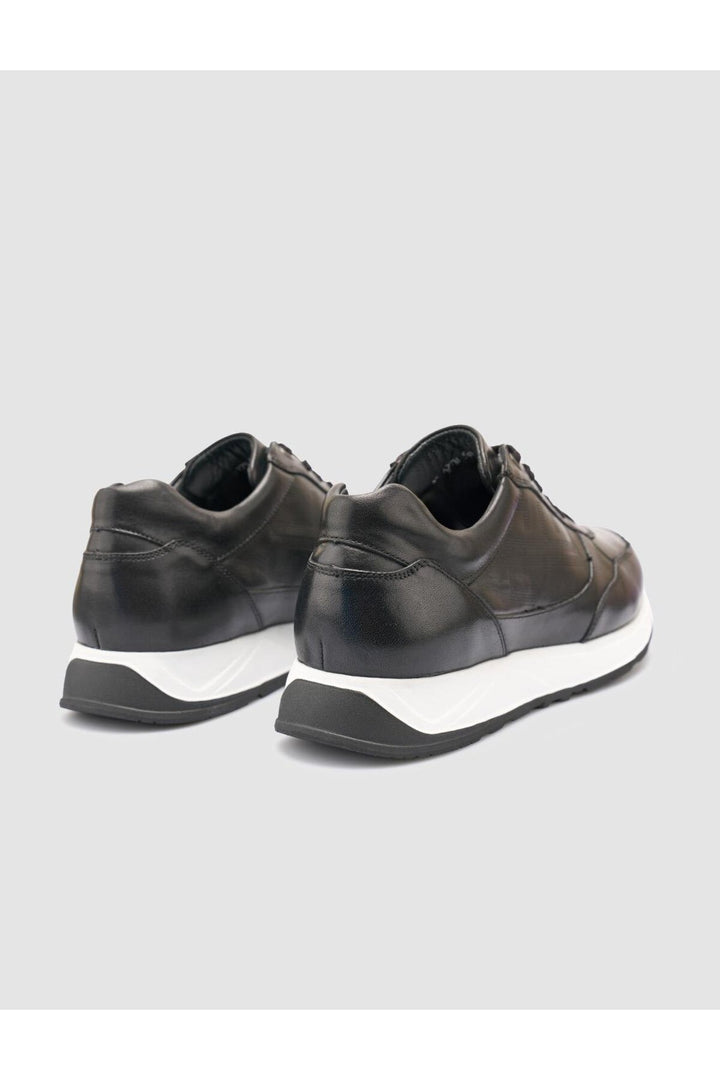 Cabani Shoes %100 Cuir véritable Chaussures de sport pour hommes noires - Noir