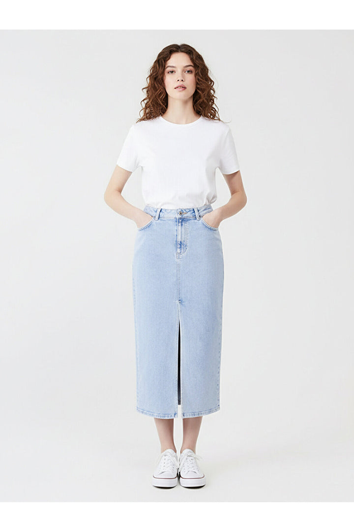 LTB Jupe en Jean Midi Irene - Clair Bleu_55300