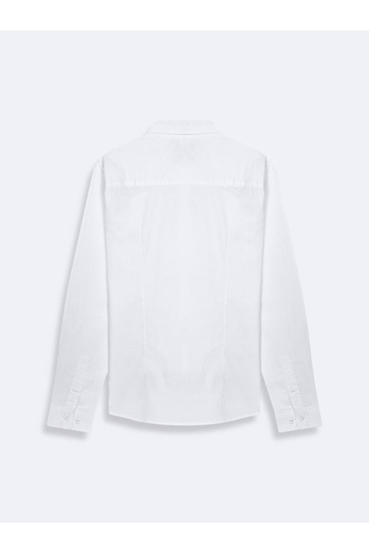LTB Chemise blanche basique à boutons sur le devant à manches longues - Blanc