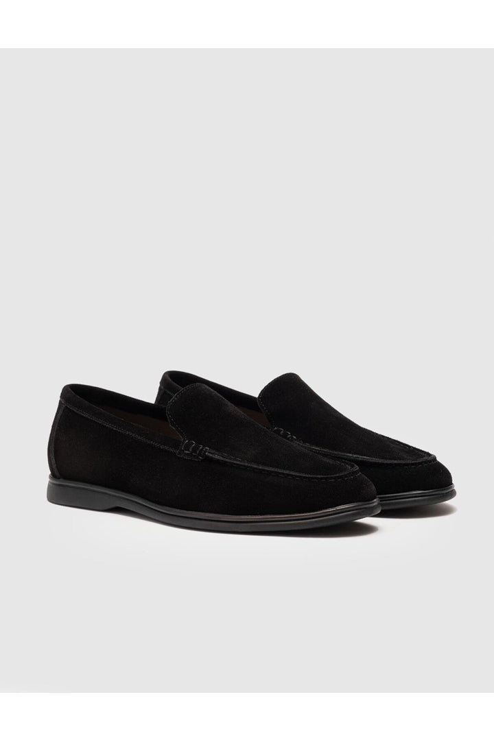 Cabani Shoes Chaussures de ville pour hommes en cuir véritable en suède noir - Noir