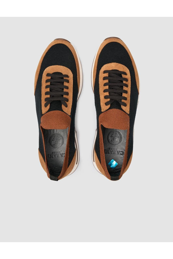 Cabani Shoes Chaussures de sport pour hommes en tricot orange avec lacets. - Orange