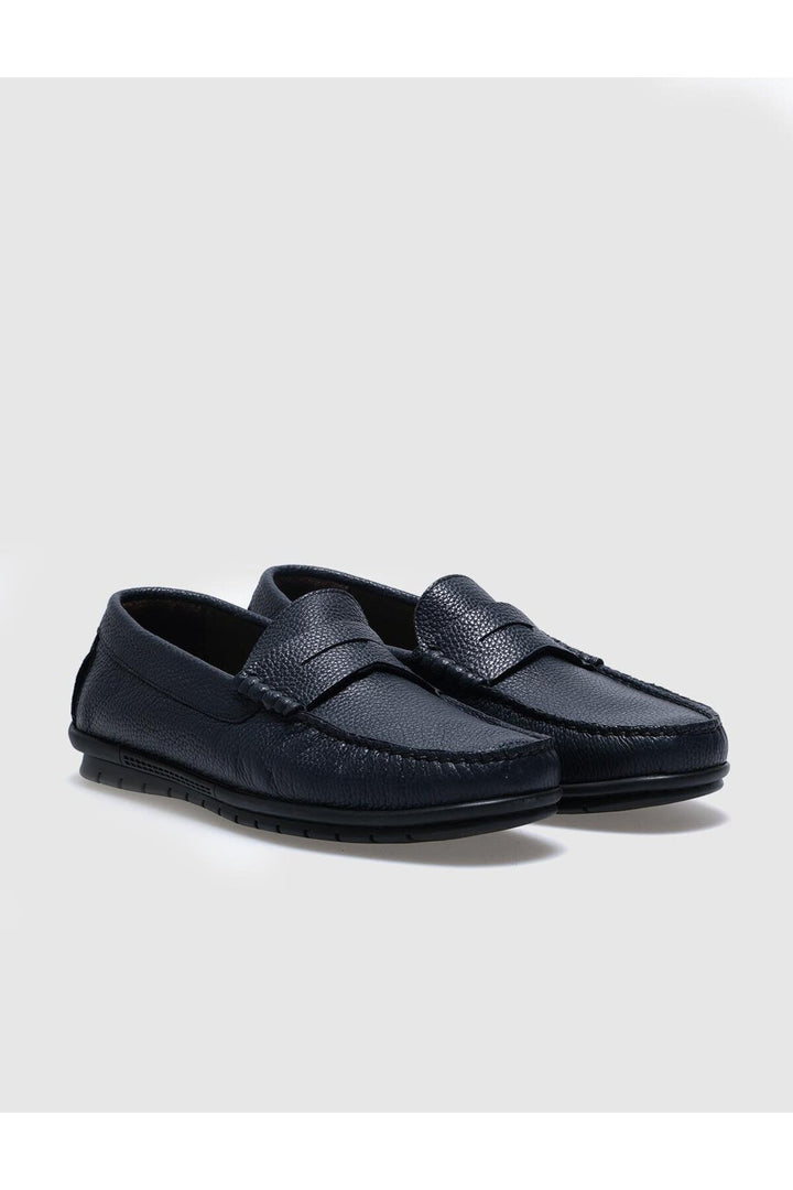 Cabani Shoes Chaussures de ville pour hommes en cuir véritable avec ceinture bleu marine. - Bleu marine