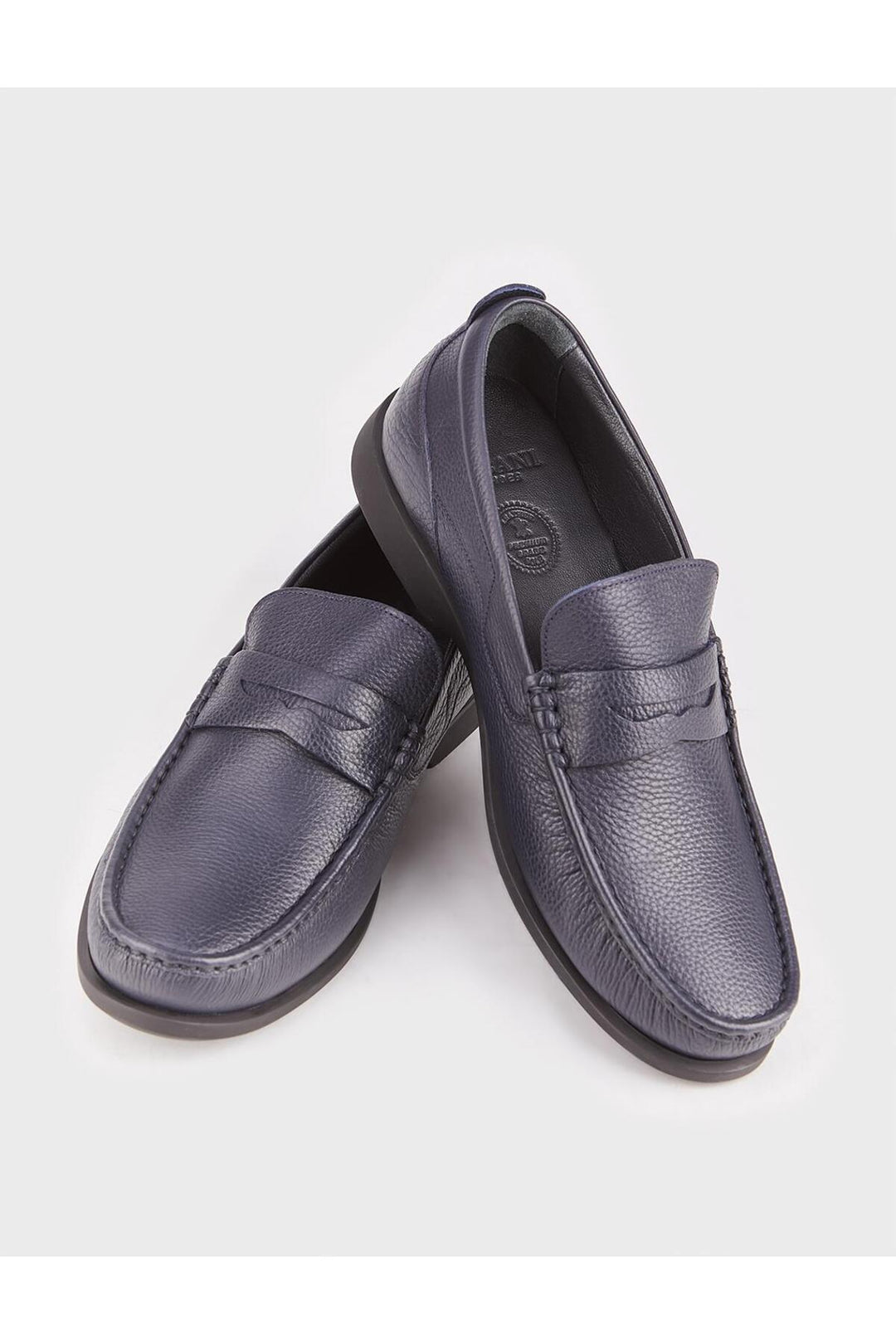 Cabani Shoes Chaussures Loafers pour hommes en cuir véritable sans lacets bleu marine. - Bleu marine