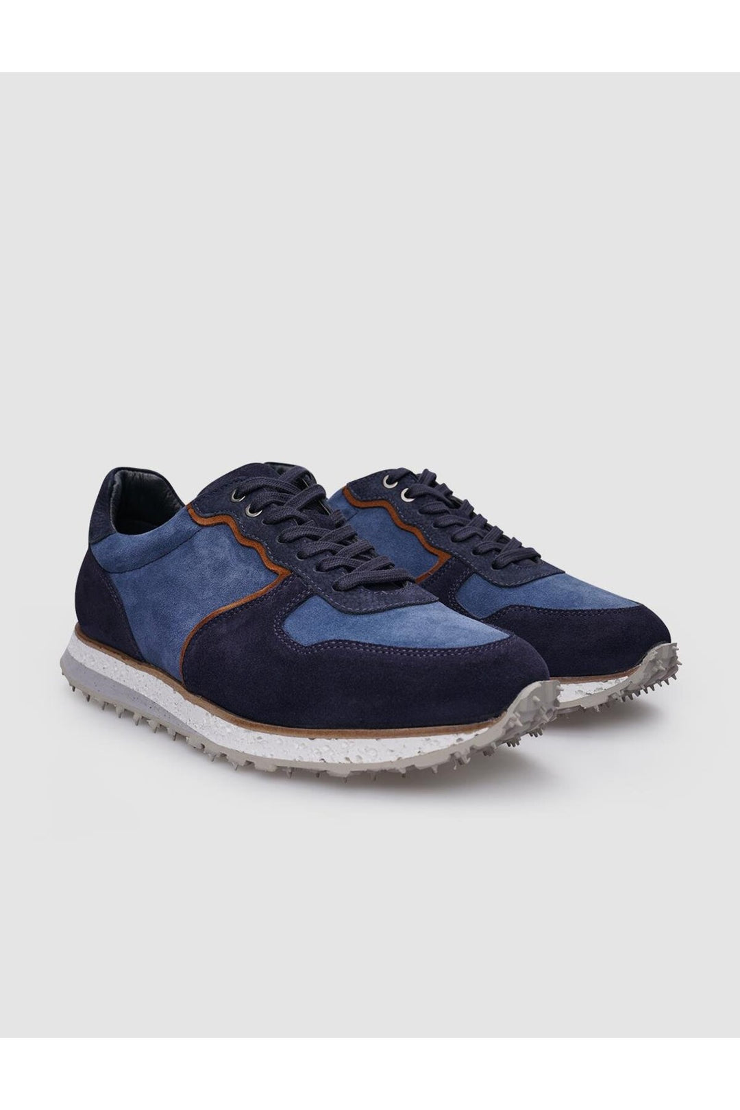 Cabani Shoes %100 Cuir Véritable Baskets Homme en Suède Bleu Marine à Lacets - Bleu marine