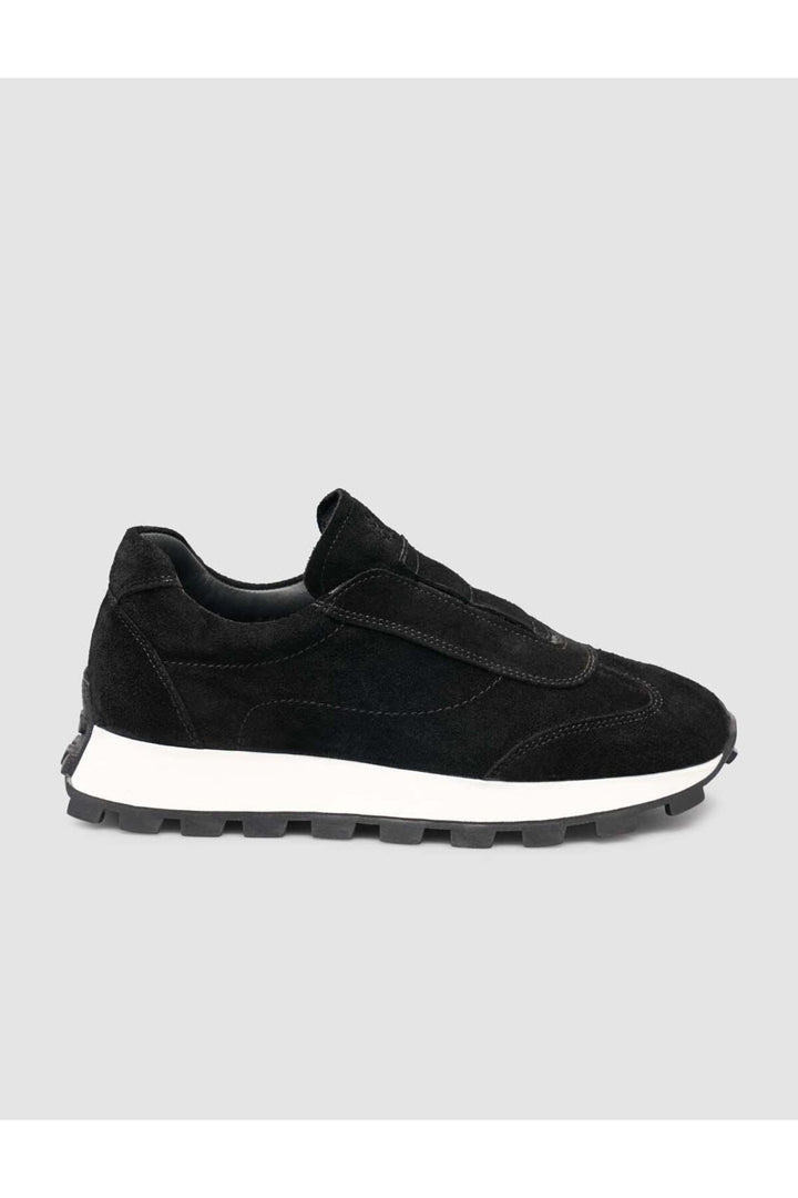 Cabani Shoes Baskets d'hiver pour femmes en cuir suédé véritable, doublées de fourrure noire. - Noir