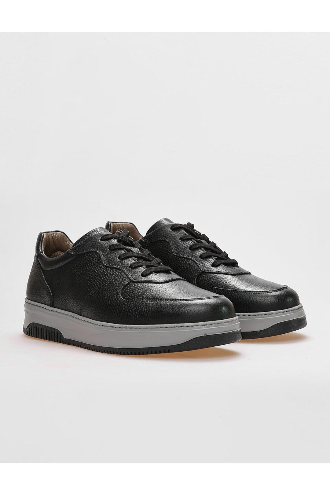 Cabani Shoes Chaussures de sport pour hommes en cuir véritable noires à lacets - Noir