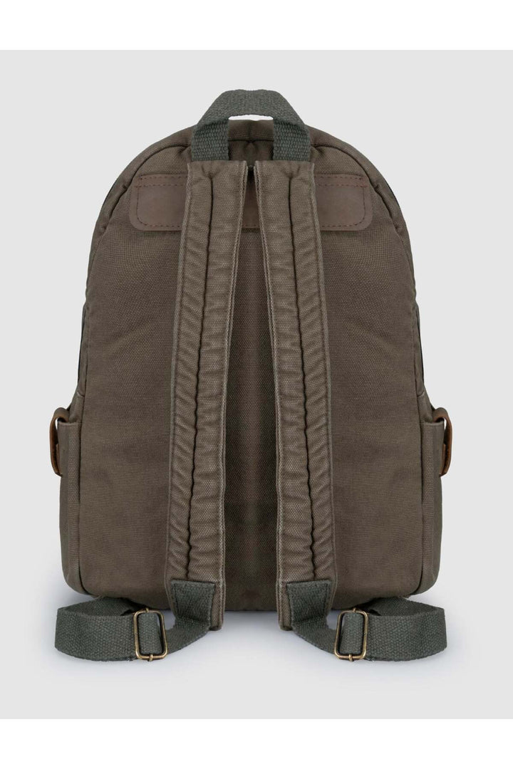 Cabani Shoes Sac à dos unisexe en lin imprimé kaki - Kaki