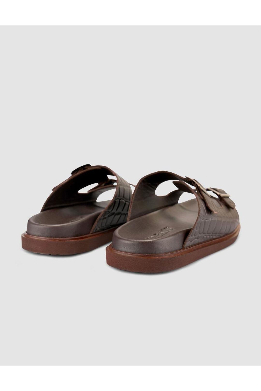 Cabani Shoes %100 Cuir Véritable Sandale Homme en Cuir Croco Marron - Marron