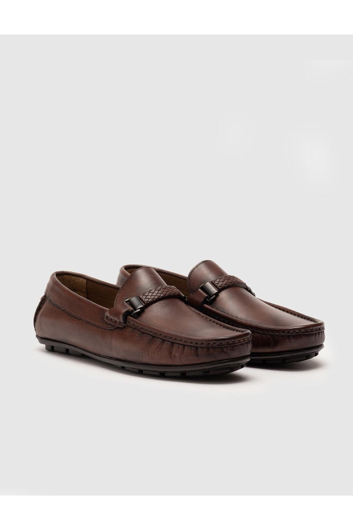 Cabani Shoes Chaussures loafers pour hommes en cuir véritable marron à design spécial - Marron