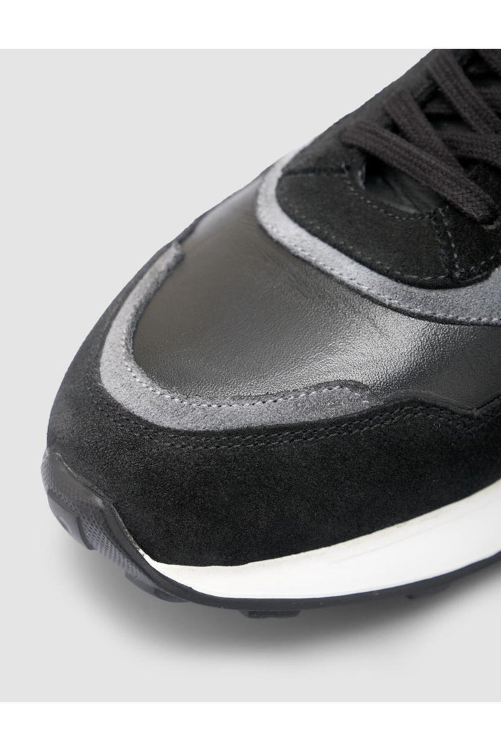 Cabani Shoes Chaussures de sport pour hommes en cuir véritable noir à lacets 100% - Noir