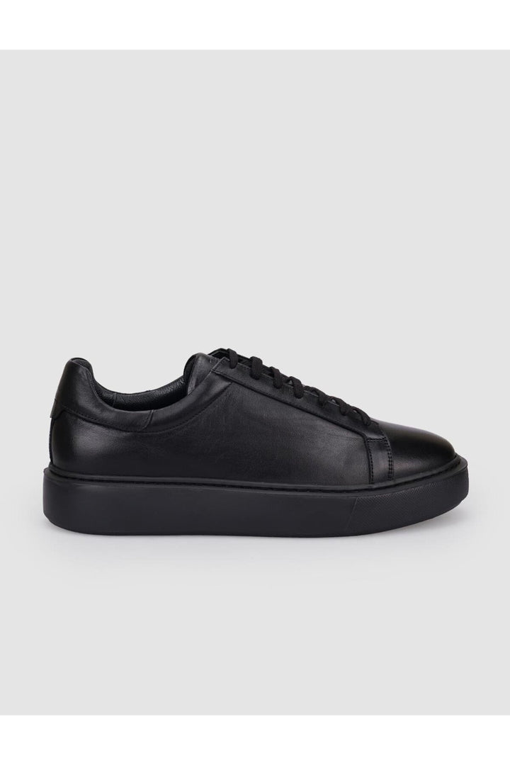 Cabani Shoes Chaussures de sport pour hommes en cuir véritable noir à lacets 100% - Noir