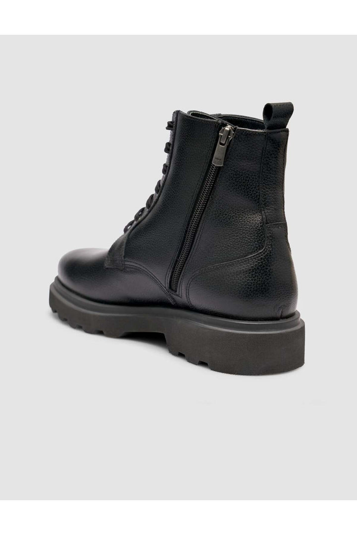 Cabani Shoes Bottines à lacets pour hommes en cuir véritable noir - Noir