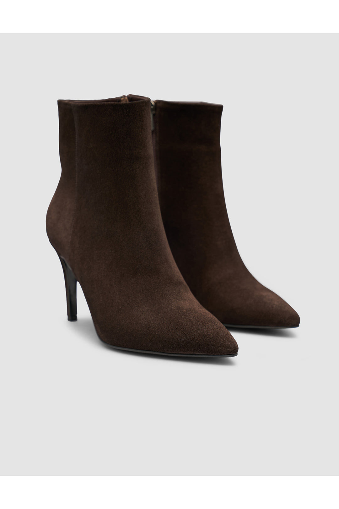 Cabani Shoes Bottines à talons en cuir suédé marron avec fermeture éclair pour femme - Multicolore
