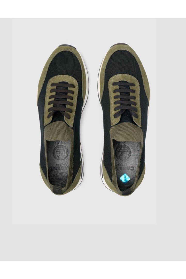 Cabani Shoes Chaussures de sport pour hommes en tricot vert avec lacets. - Vert