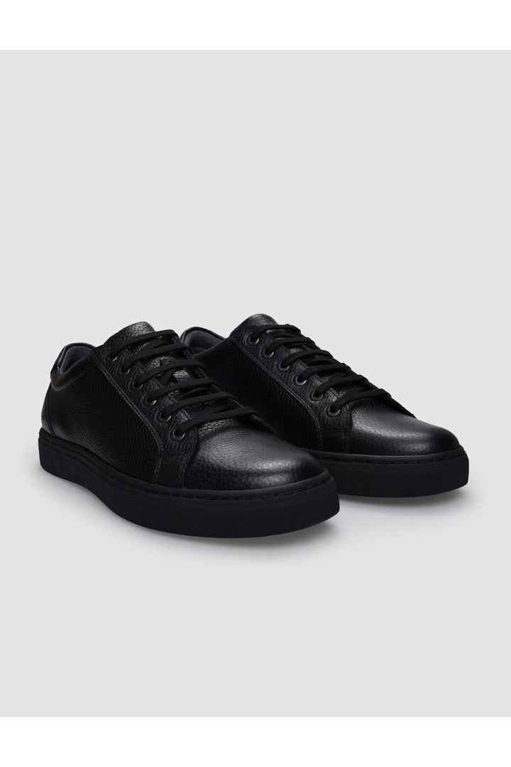 Cabani Shoes Chaussures de sport pour hommes en cuir véritable noires à lacets - Noir