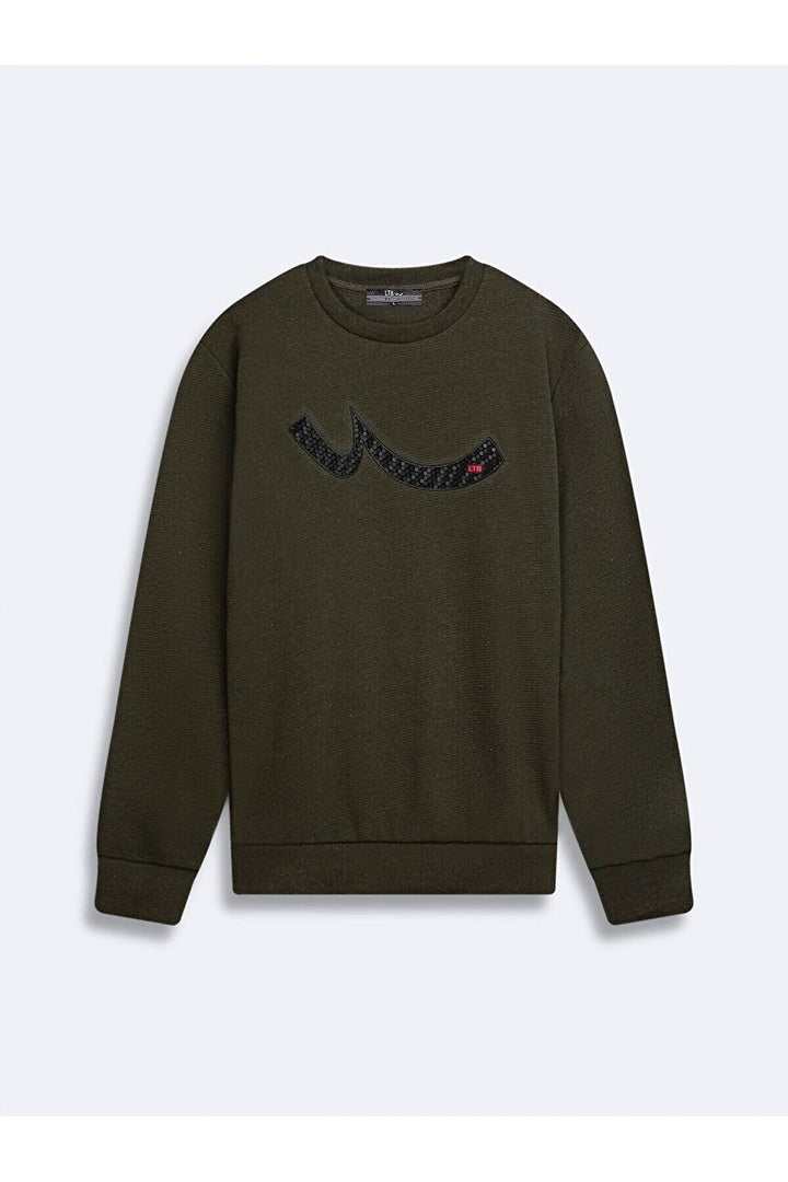 LTB Sweat-shirt vert à manches longues avec encolure en O