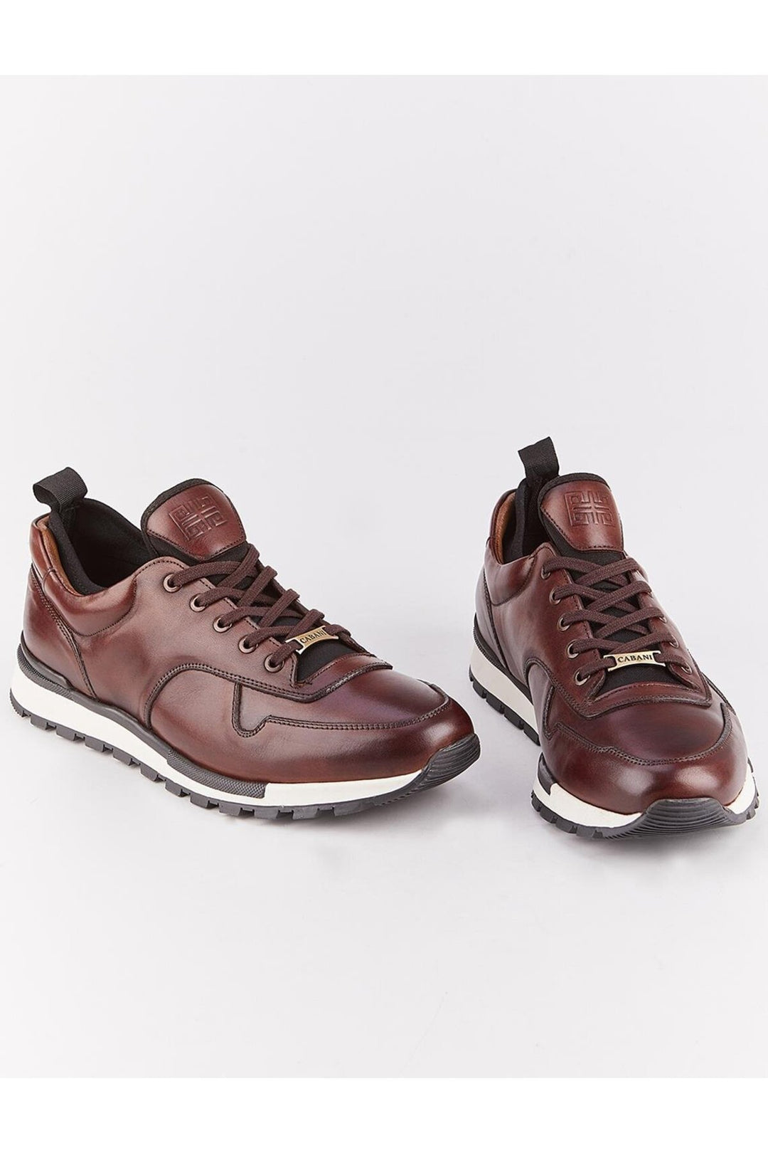 Cabani Shoes Chaussures de sport pour hommes en cuir véritable marron à lacets - Marron