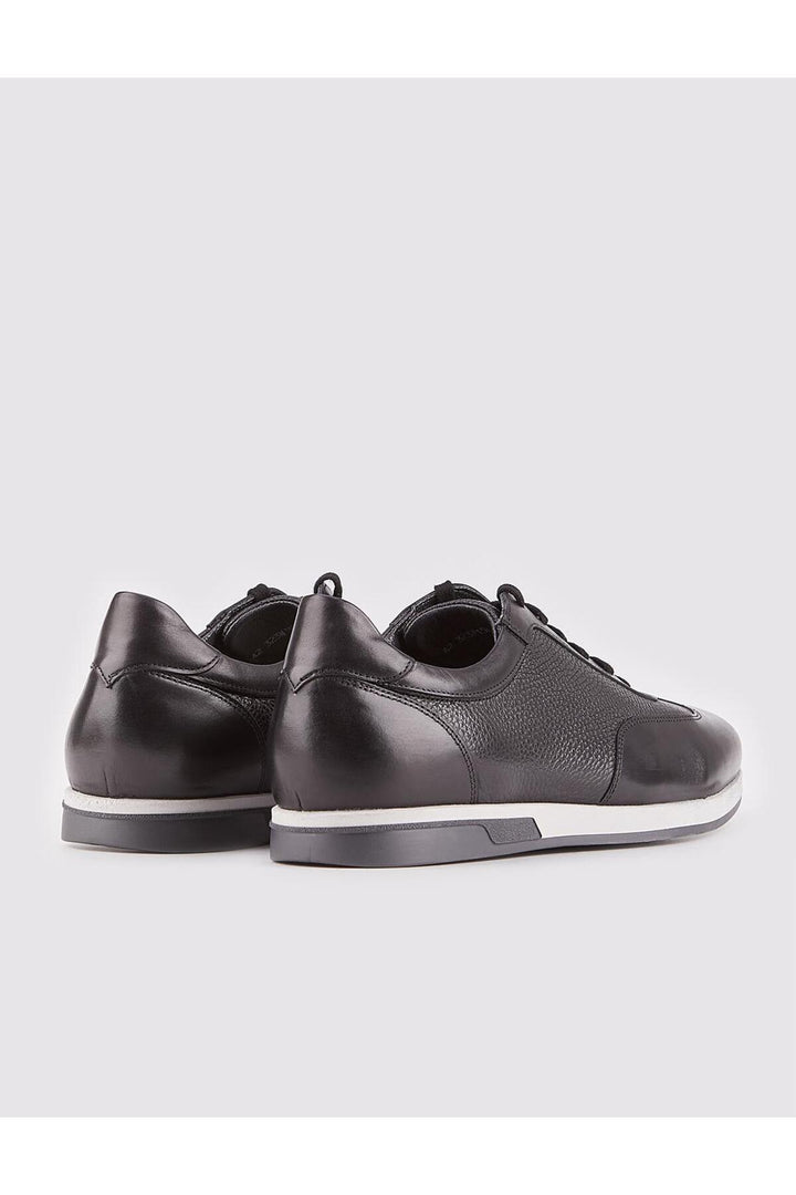 Cabani Shoes Chaussures de ville pour hommes en cuir véritable avec semelle en caoutchouc, noires et à lacets. - Noir