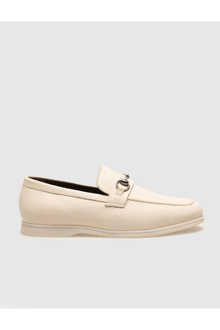 Cabani Shoes Mocassin pour homme en cuir véritable avec boucle beige - Beige