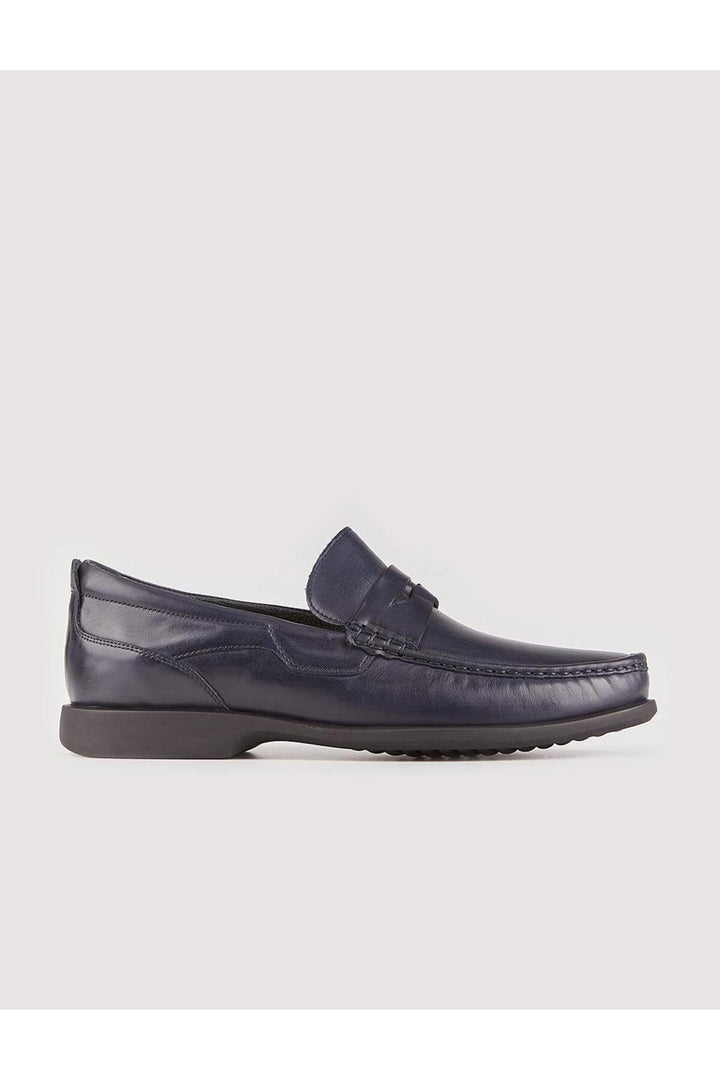 Cabani Shoes Chaussures de ville pour hommes en cuir véritable bleu marine antidérapantes - Bleu marine