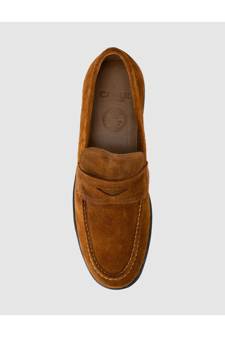 Cabani Shoes Mocassins pour hommes en cuir véritable suédé marron. - Multicolore