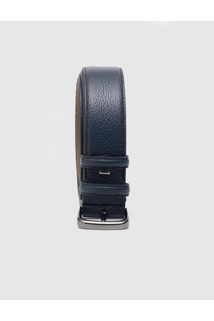 Cabani Shoes Ceinture classique pour homme en cuir véritable 100% bleu marine de 4 cm - Bleu marine