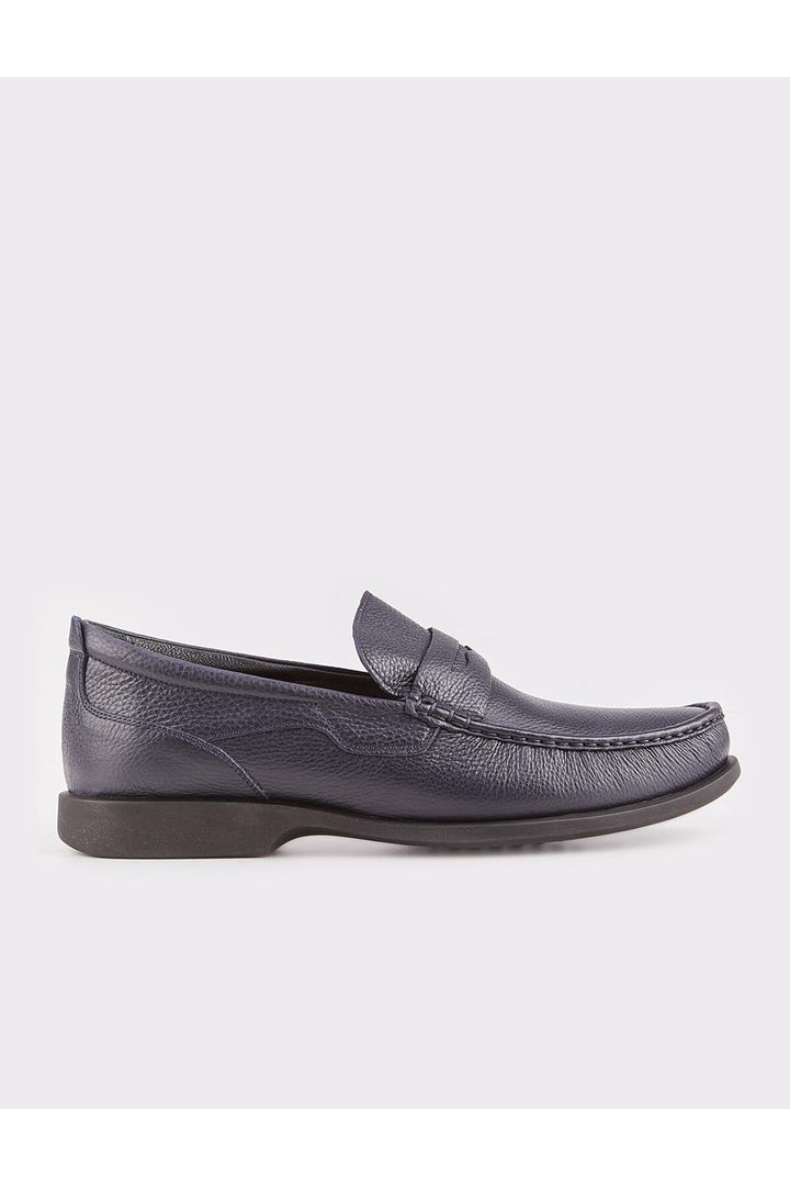 Cabani Shoes Chaussures Loafers pour hommes en cuir véritable sans lacets bleu marine. - Bleu marine