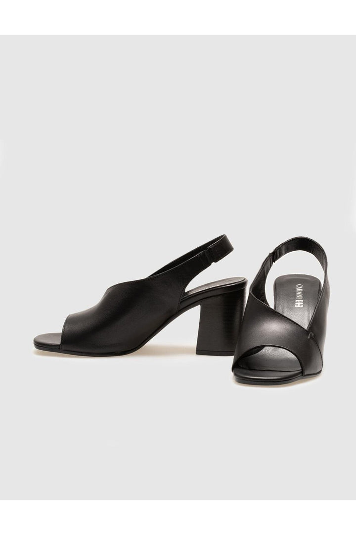 Cabani Shoes Chaussures à talons épais pour femmes en cuir véritable noires - Multicolore