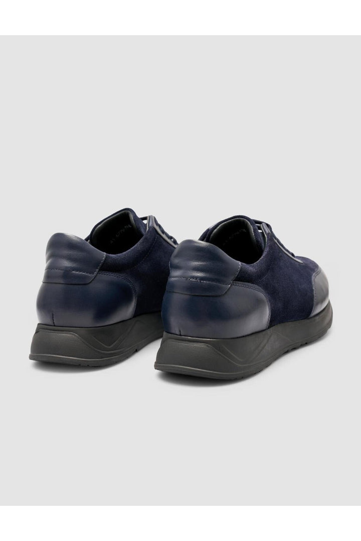Cabani Shoes %100 Cuir véritable Bleu marine Chaussures de sport pour hommes avec détails en daim - Bleu marine