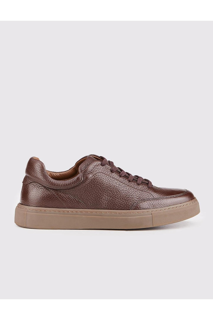 Cabani Shoes Chaussures de sport quotidiennes pour hommes en cuir véritable marron avec lacets et semelle en caoutchouc léger. - Marron