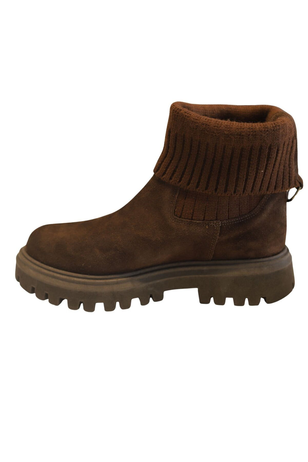 Wavelys RIVER Bottes en cuir suédé véritable marron à détails tressés, faciles à enfiler et chaudes. - Marron