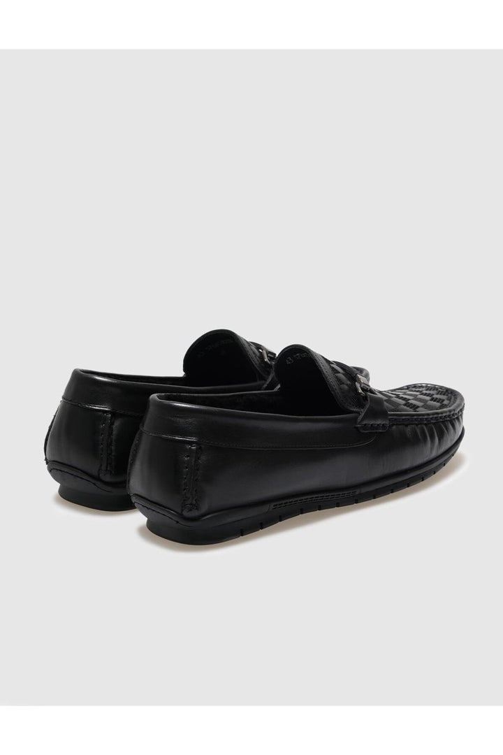 Cabani Shoes Mocassin pour homme en cuir véritable avec fourrure noire - Noir