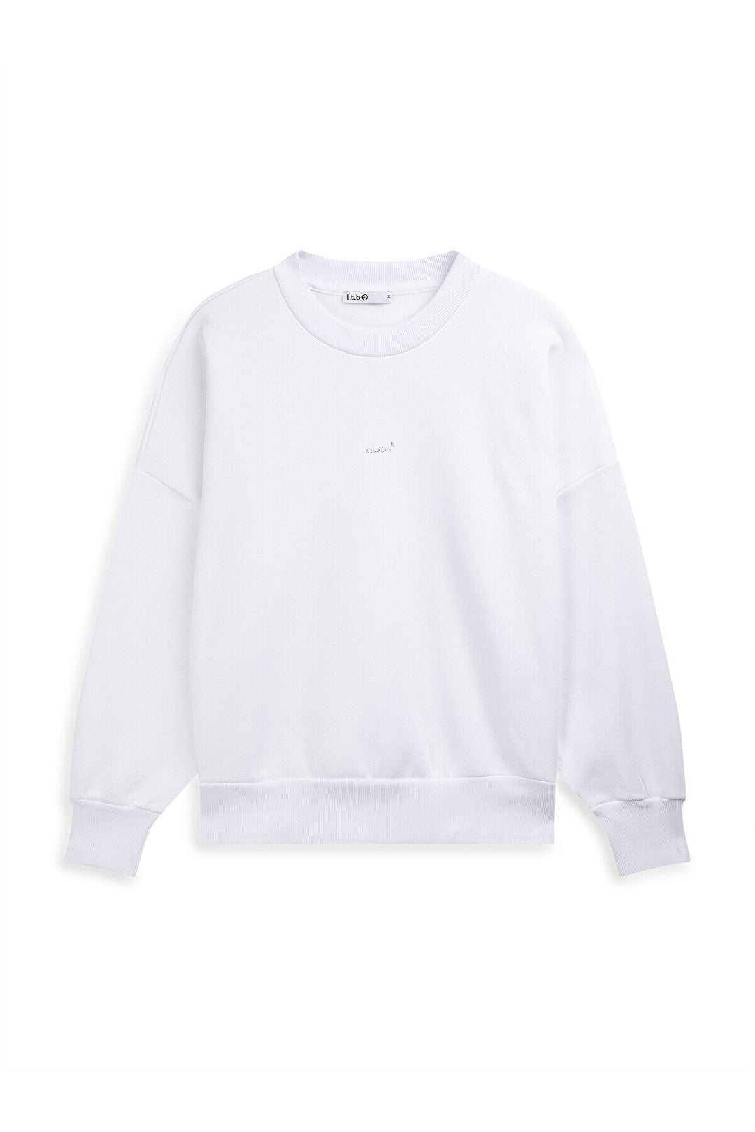 LTB Sweat-shirt blanc imprimé à manches longues et col zéro