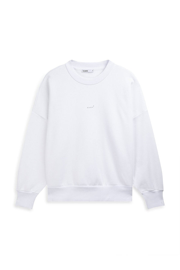 LTB Sweat-shirt blanc imprimé à manches longues et col zéro