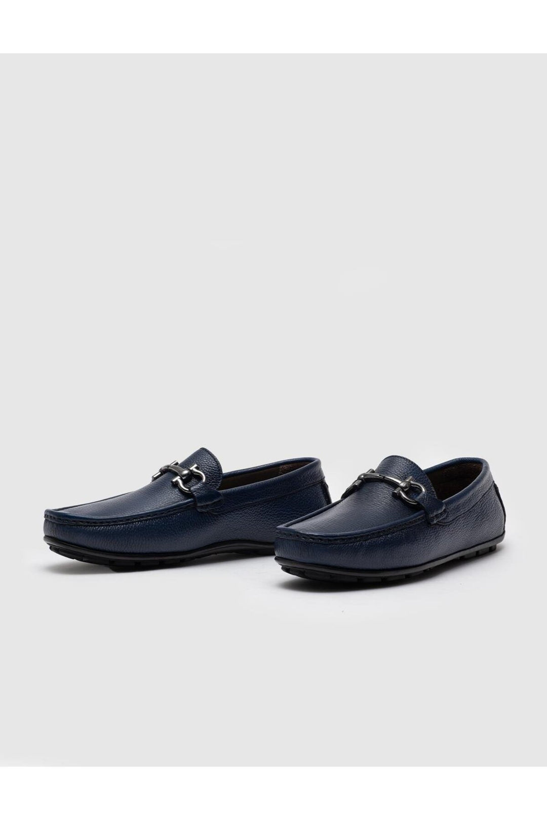 Cabani Shoes Mocassin pour homme en cuir véritable à boucle bleue - Bleu