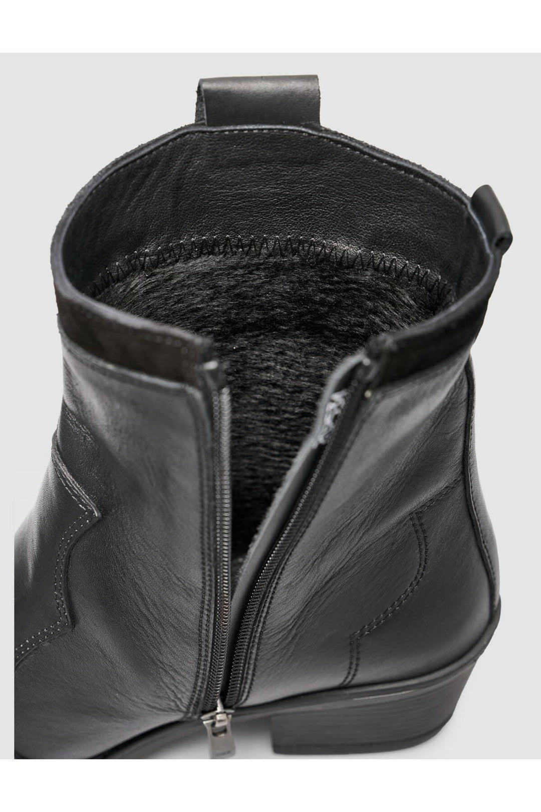 Cabani Shoes Bottines western pour femmes en cuir 100 % noir - Noir