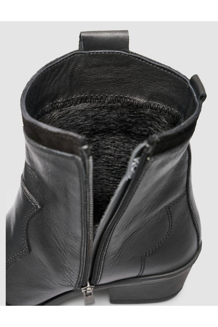Cabani Shoes Bottines western pour femmes en cuir 100 % noir - Noir