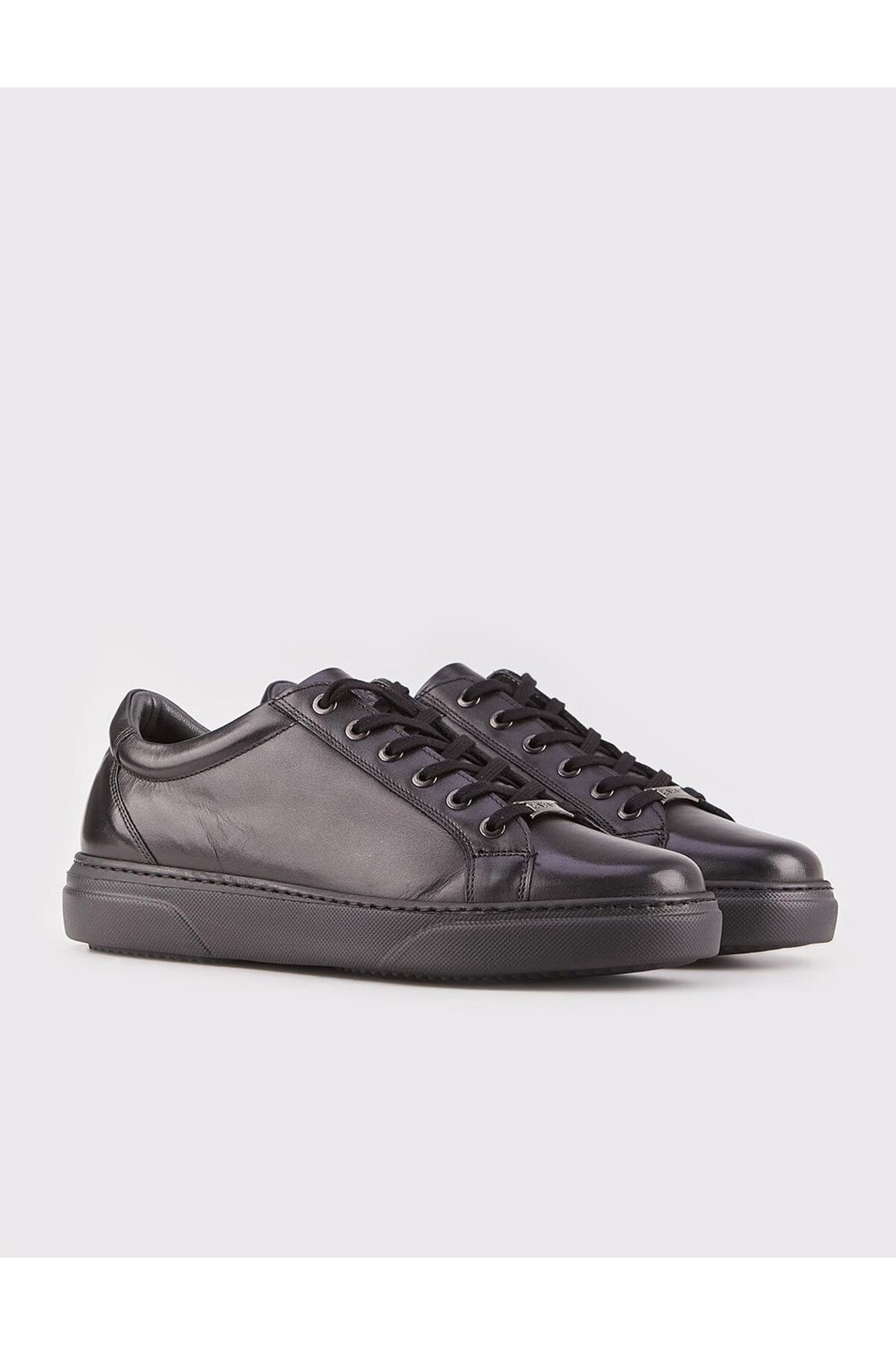 Cabani Shoes Chaussures de sport pour hommes en cuir véritable noires à lacets - Noir
