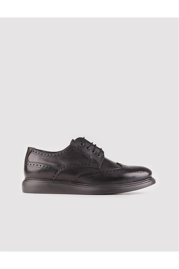 Cabani Shoes Chaussures de ville pour hommes en cuir véritable, noires, à lacets, avec semelle en gel. - Noir