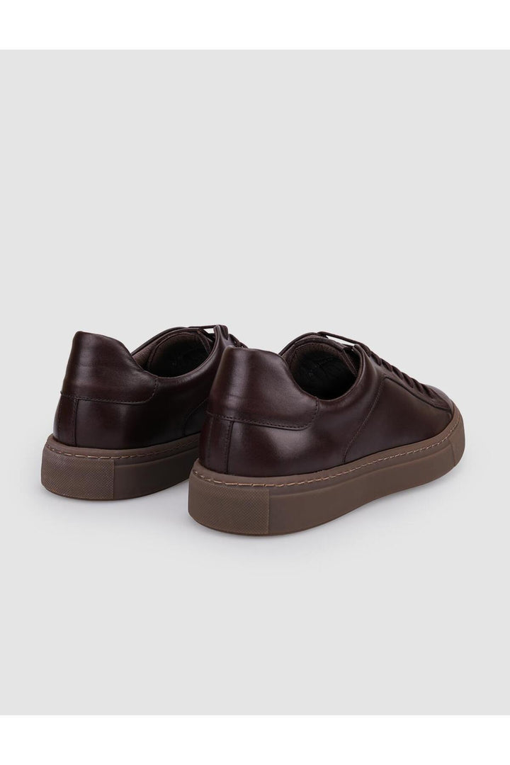 Cabani Shoes %100 Cuir véritable Baskets pour hommes à lacets marron - Marron