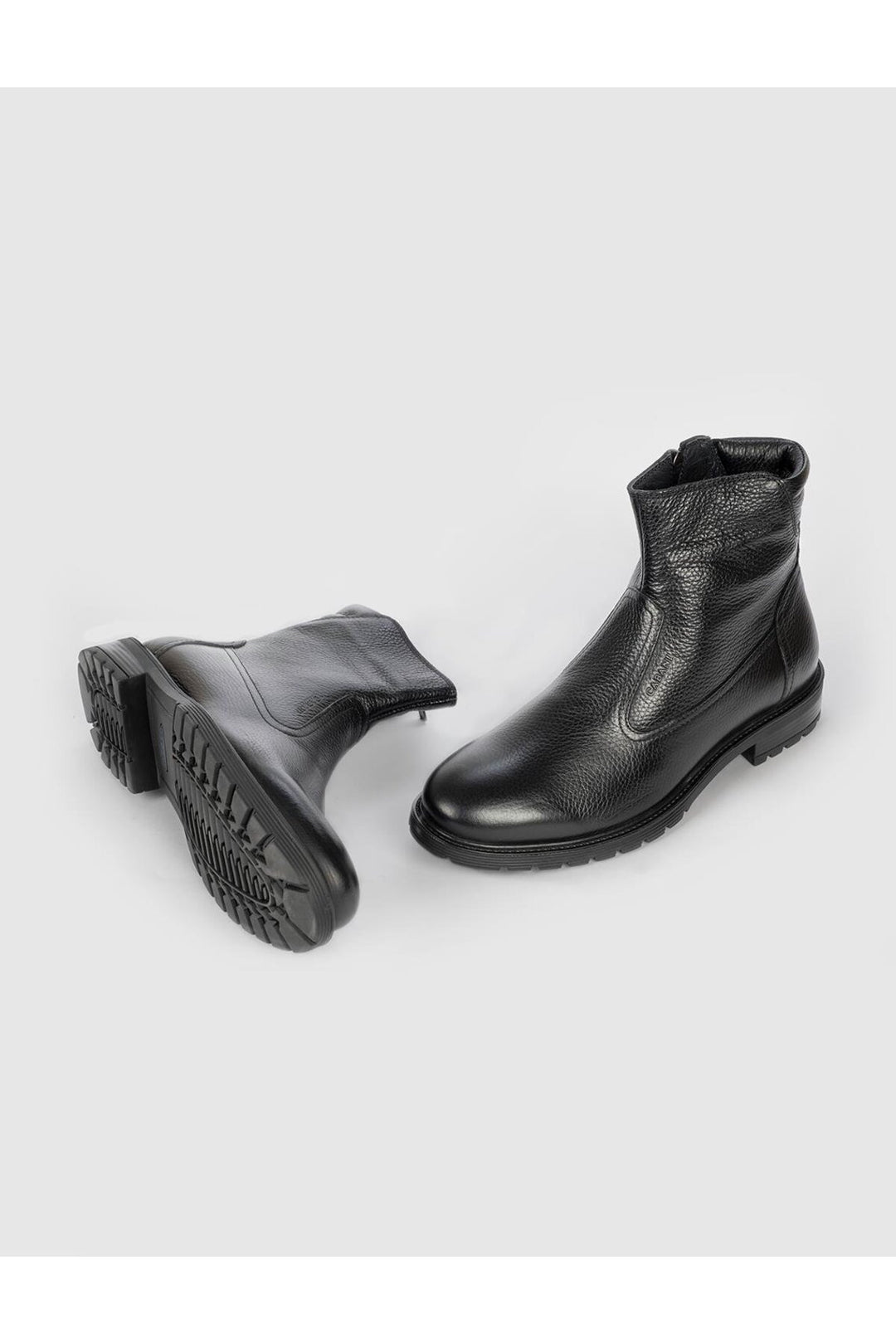 Cabani Shoes Bottines quotidiennes pour hommes en cuir véritable noir avec semelle en caoutchouc - Multicolore